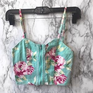 Floral Bustier Crop Top Tank Cami XXS/XS